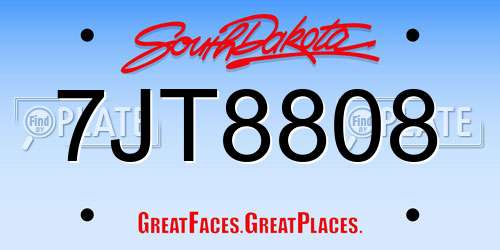 7JT8808 South Dakota License Plate