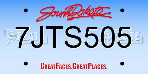7JTS505 South Dakota License Plate