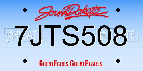 7JTS508 South Dakota License Plate