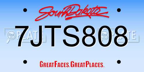 7JTS808 South Dakota License Plate