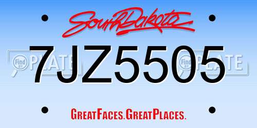 7JZ5505 South Dakota License Plate