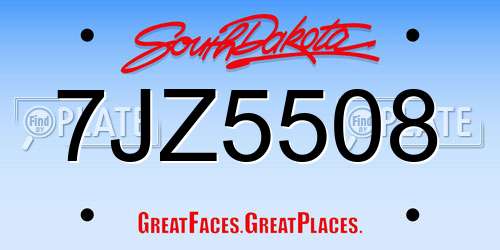 7JZ5508 South Dakota License Plate