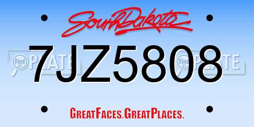 7JZ5808 South Dakota License Plate