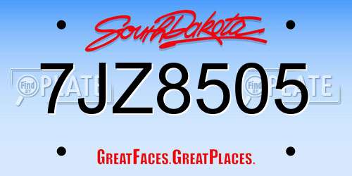 7JZ8505 South Dakota License Plate
