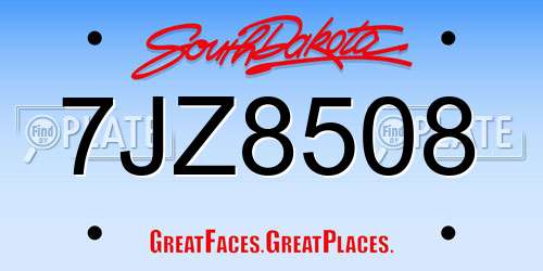 7JZ8508 South Dakota License Plate