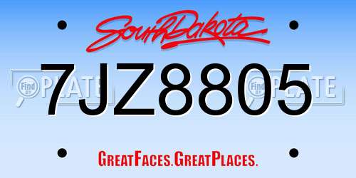 7JZ8805 South Dakota License Plate
