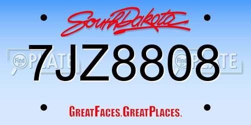 7JZ8808 South Dakota License Plate