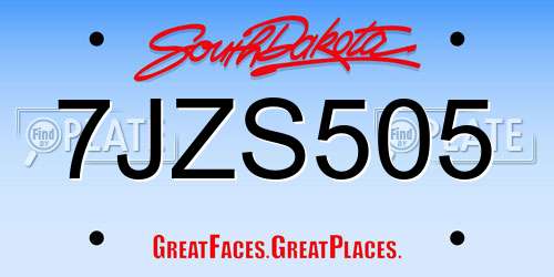 7JZS505 South Dakota License Plate