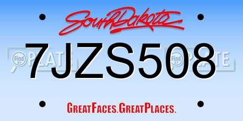 7JZS508 South Dakota License Plate