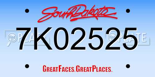 7K02525 South Dakota License Plate