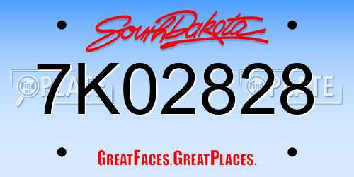 7K02828 South Dakota License Plate