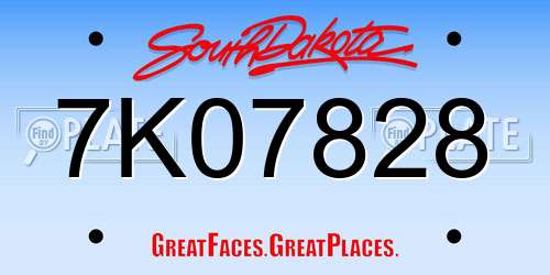 7K07828 South Dakota License Plate