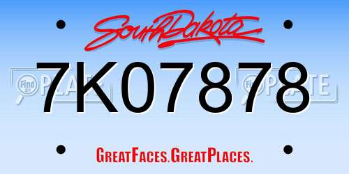 7K07878 South Dakota License Plate