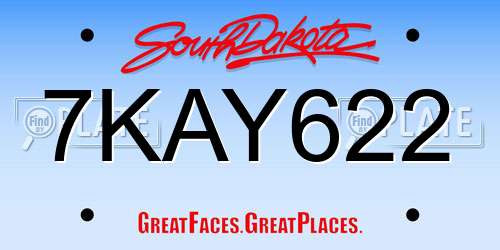 7KAY622 South Dakota License Plate