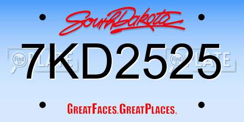 7KD2525 South Dakota License Plate