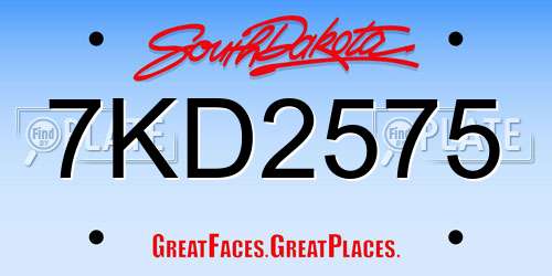 7KD2575 South Dakota License Plate