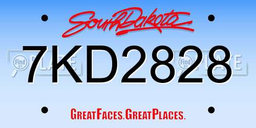 7KD2828 South Dakota License Plate