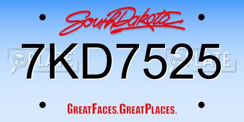7KD7525 South Dakota License Plate