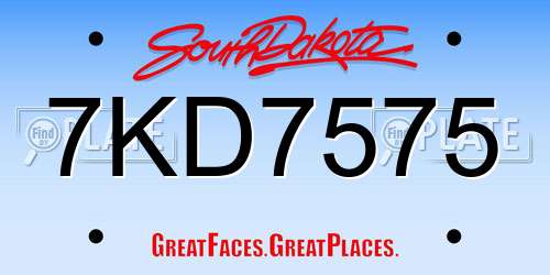 7KD7575 South Dakota License Plate