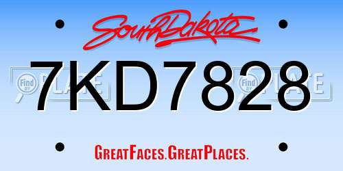 7KD7828 South Dakota License Plate
