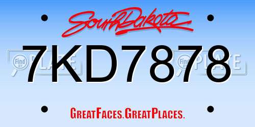 7KD7878 South Dakota License Plate