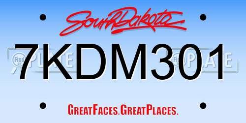 7KDM301 South Dakota License Plate