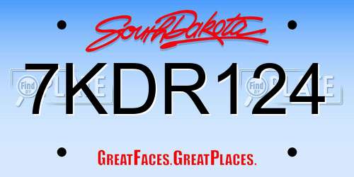 7KDR124 South Dakota License Plate