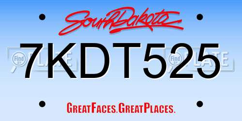 7KDT525 South Dakota License Plate