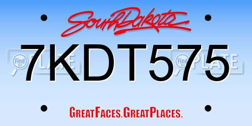 7KDT575 South Dakota License Plate