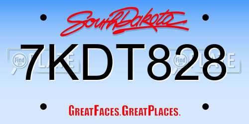 7KDT828 South Dakota License Plate