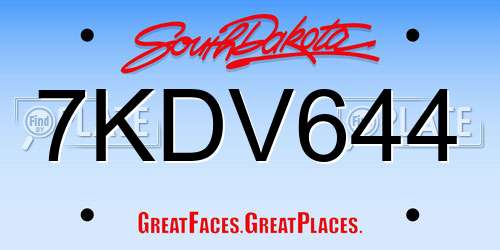 7KDV644 South Dakota License Plate