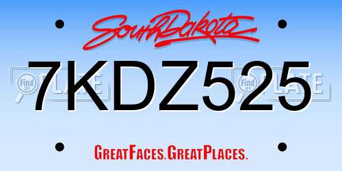7KDZ525 South Dakota License Plate