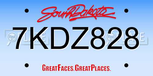 7KDZ828 South Dakota License Plate