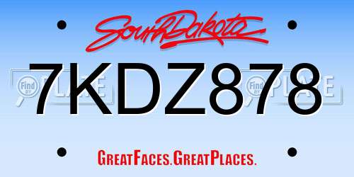7KDZ878 South Dakota License Plate