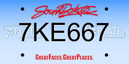 7KE667 South Dakota License Plate