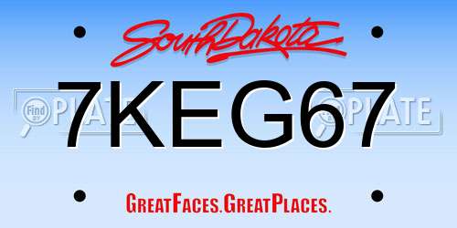 7KEG67 South Dakota License Plate