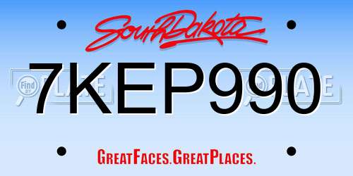 7KEP990 South Dakota License Plate