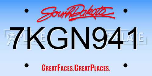 7KGN941 South Dakota License Plate