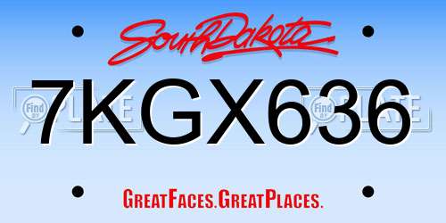 7KGX636 South Dakota License Plate