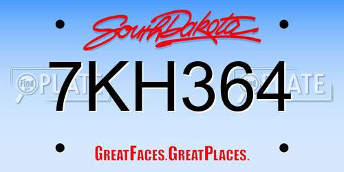 7KH364 South Dakota License Plate