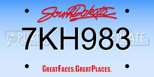 7KH983 South Dakota License Plate