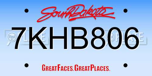7KHB806 South Dakota License Plate