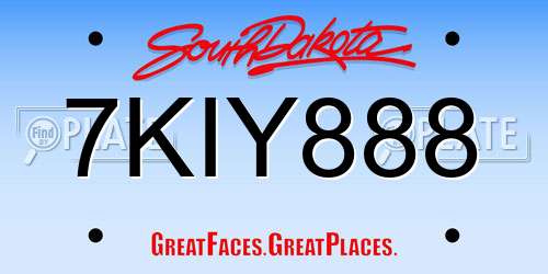 7KIY888 South Dakota License Plate
