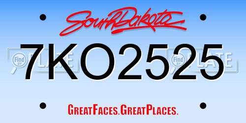 7KO2525 South Dakota License Plate