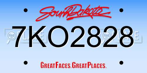 7KO2828 South Dakota License Plate