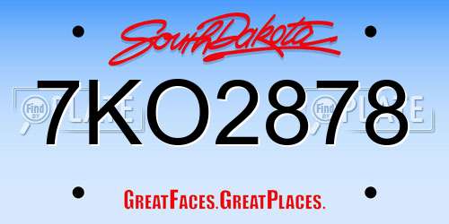 7KO2878 South Dakota License Plate