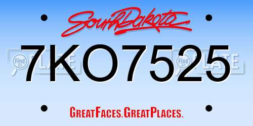 7KO7525 South Dakota License Plate