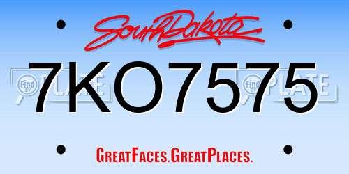 7KO7575 South Dakota License Plate