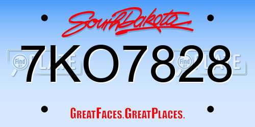 7KO7828 South Dakota License Plate