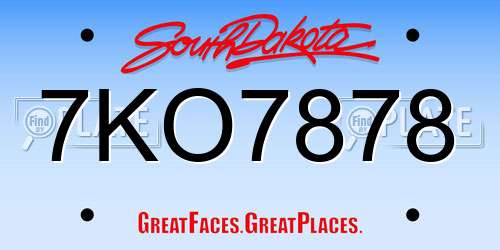 7KO7878 South Dakota License Plate